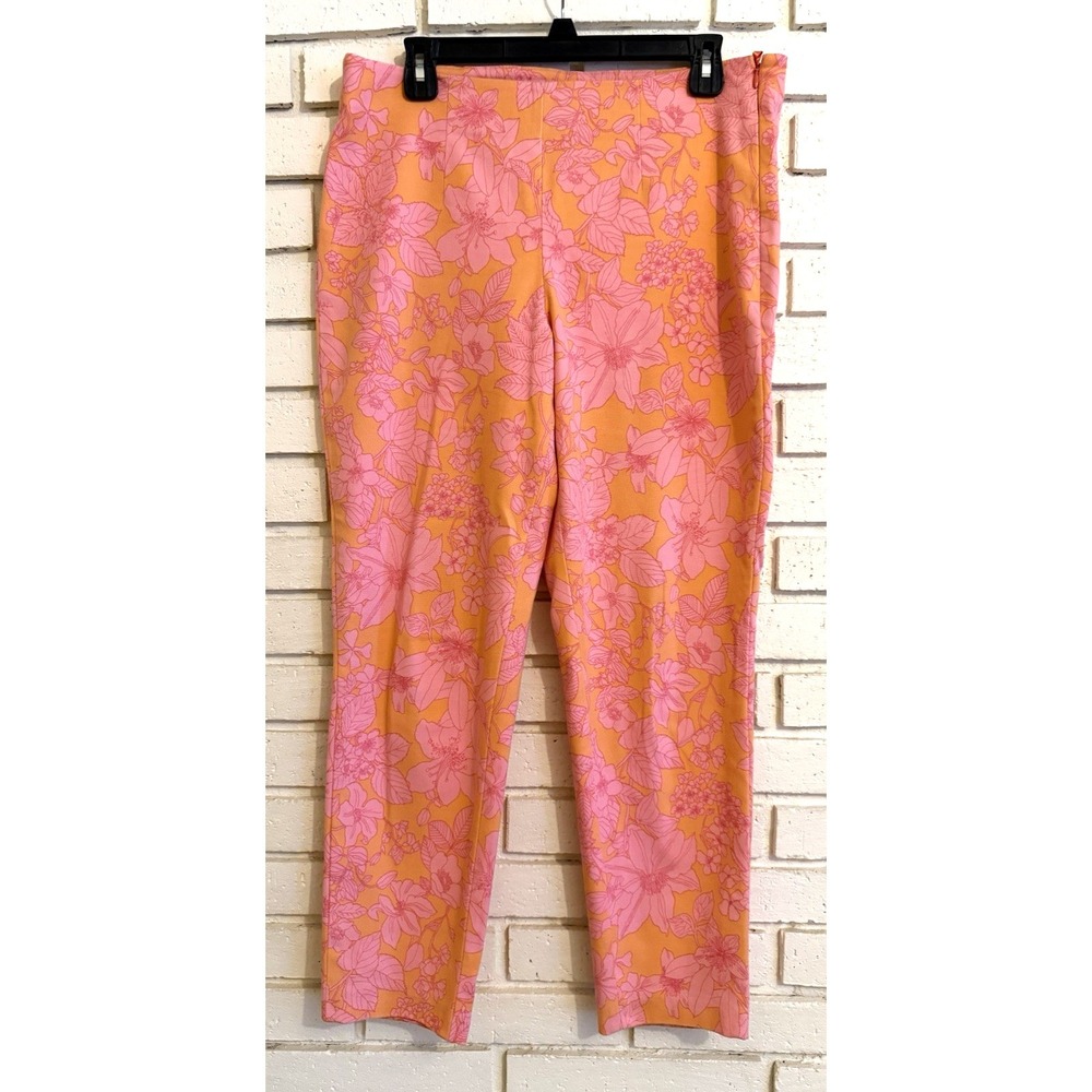 Brooks Brothers Womens 8 Preppy Vacation Resort Wear Floral Side Zip Ankle Pants